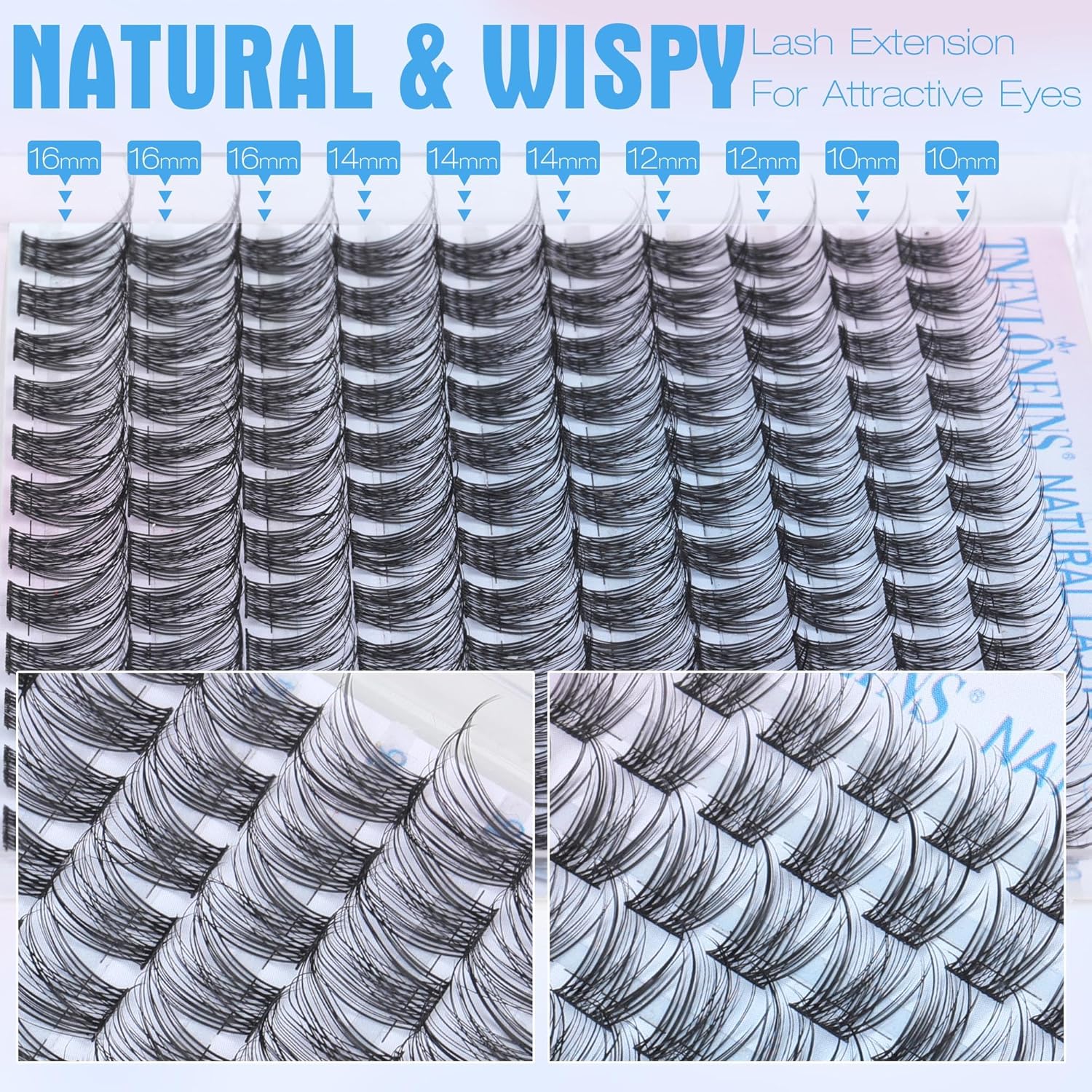 Wispy Lash Clusters Natural Eyelash Clusters 10-16MM Individual Lashes Clusters C Curl Cluster Eyelash Extensions DIY Lash Extension Soft False Eyelashes by TNFVLONEINS - Glowelle