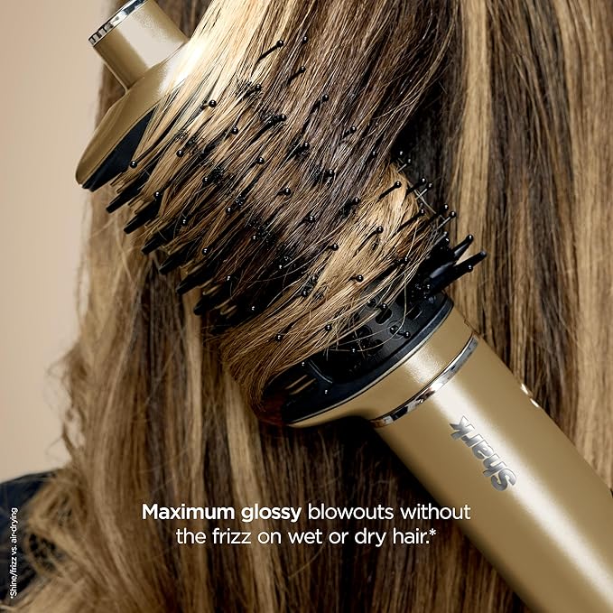 Shark Glam Ceramic & Powerful Air Styling & Drying System, with Silki Straightener & Shark Glossi Air Glosser, for Drying, Curling, Straightening & Glossing, Gold, HD6051S (Straight & Wavy Hair)