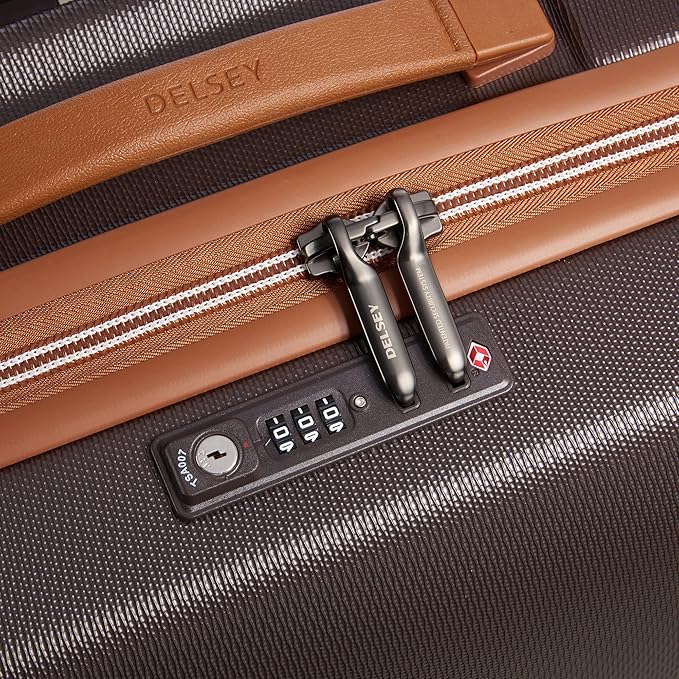 DELSEY PARIS Chatelet Air 2.0 Hardside Luggage with Spinner Wheels, Chocolate Brown, Checked-Large 28 Inch