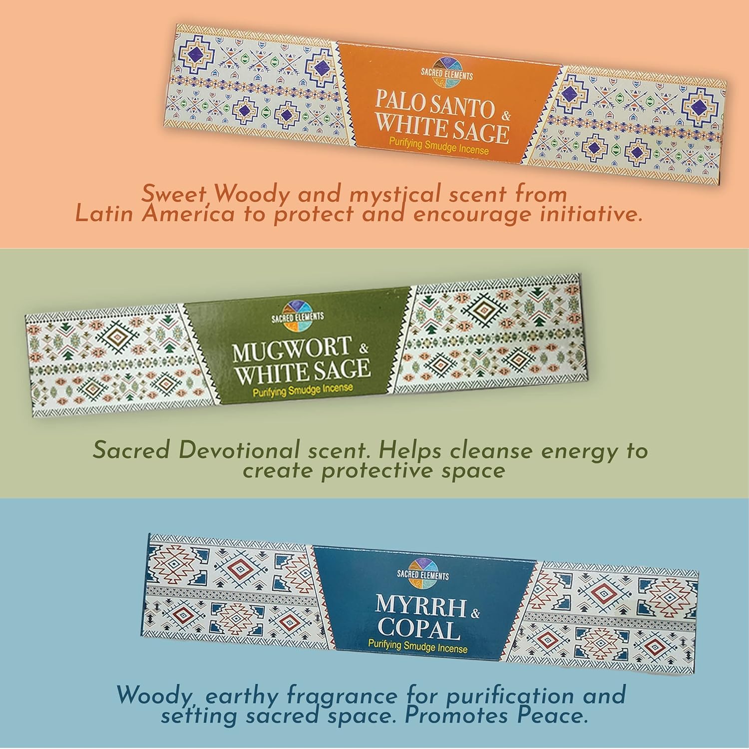 Cleansing Incense Sticks Variety Pack - 6 Masala Insenses - White Sage Incense, Lavender Incense, Myrrh Incense, Copal Incense Mexico & Palo Santo Incense Sticks | Inciensos para Sacar Malas Energias - Glowelle