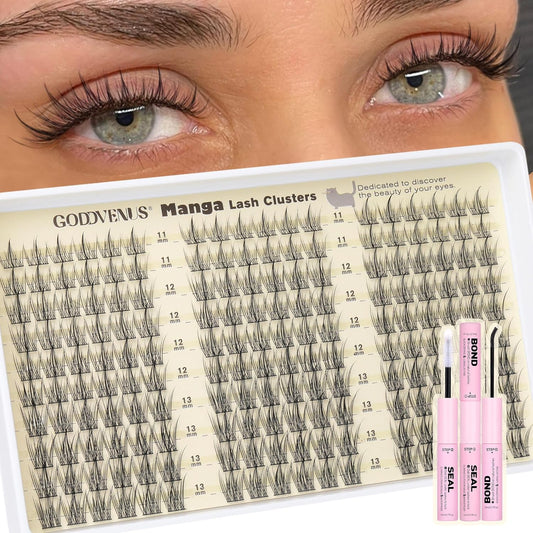 Natural Lash Clusters Kit Wispy Manga Eyelash Clusters Fairy Lash Extension Kit C Curl Cluster Eyelashes Extensions Kit (No Tweezers) - Glowelle