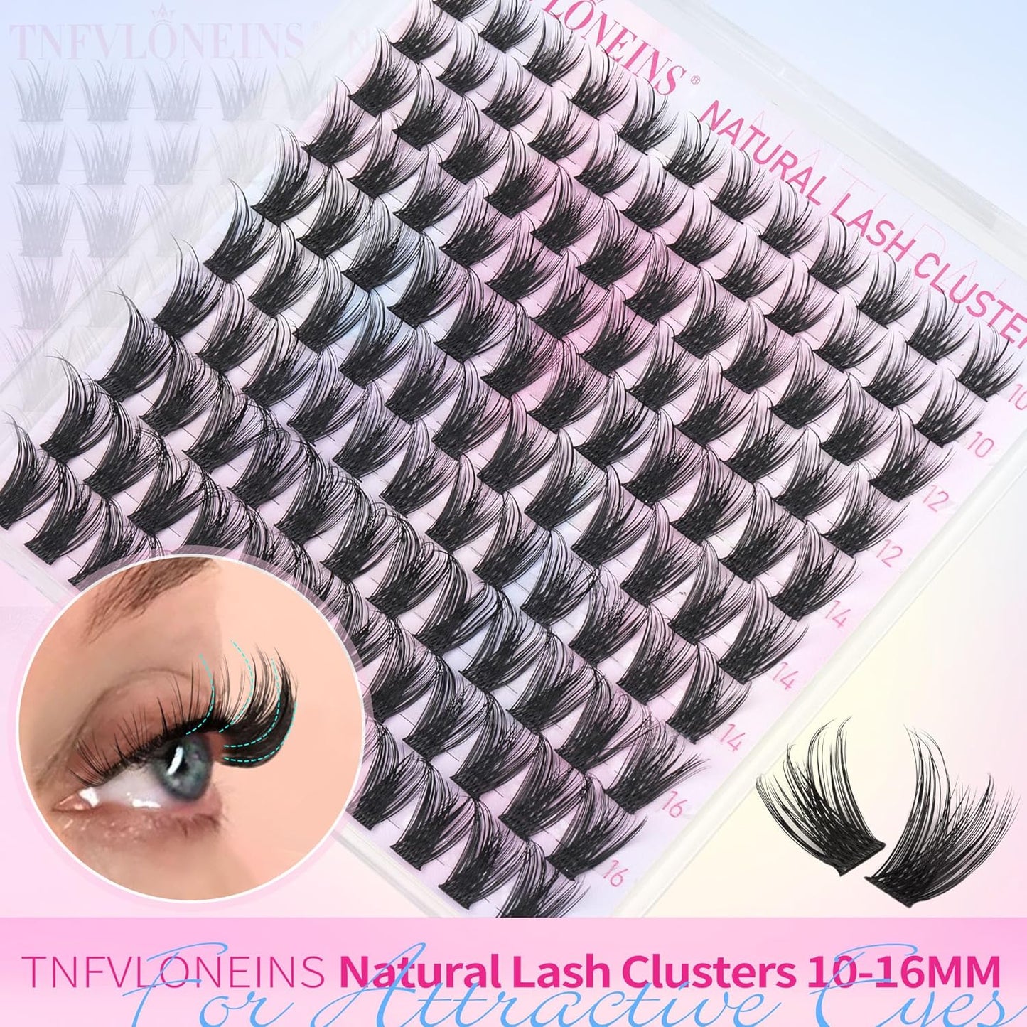 TNFVLONEINS Eyelash Clusters Wispy Cluster Eyelash Extensions Natural Lash Clusters C Curl Individual Lashes Fluffy Eye Lash Clusters Soft Lash Extension Fake Eyelashes - Glowelle