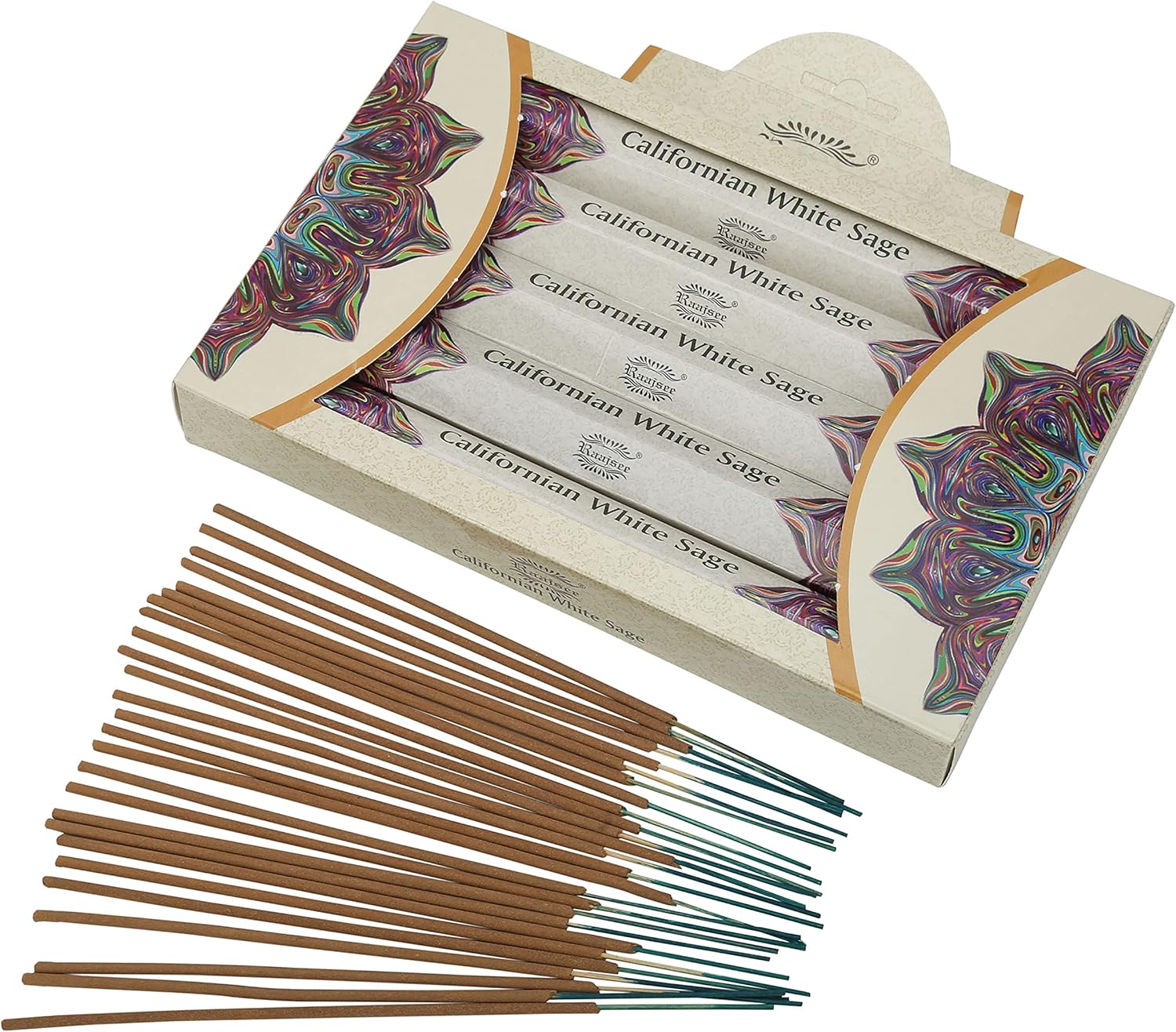 Raajsee White Sage Incense Sticks 15 Sticks x 5 Pack -100% Pure insense Organic Natural- Hand Rolled Free from Chemicals -insent Perfect for Church Aromatherapy, Stress Relief, Meditation (CALIFORNIAN - Glowelle