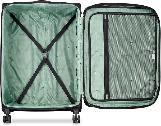 DELSEY PARIS Sky Max 2.0 Softside Expandable Luggage with Spinner Wheels, Black, Checked-Large, 28 Inch