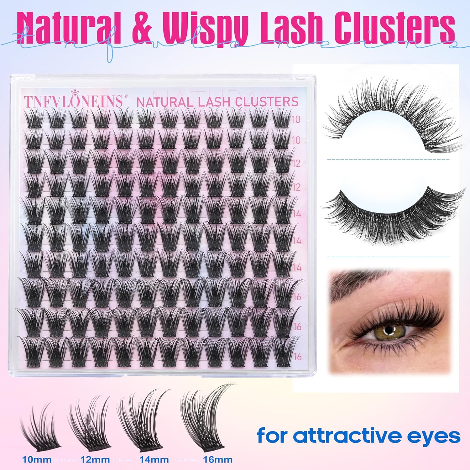 TNFVLONEINS Eyelash Clusters Wispy Cluster Eyelash Extensions Natural Lash Clusters C Curl Individual Lashes Fluffy Eye Lash Clusters Soft Lash Extension Fake Eyelashes - Glowelle