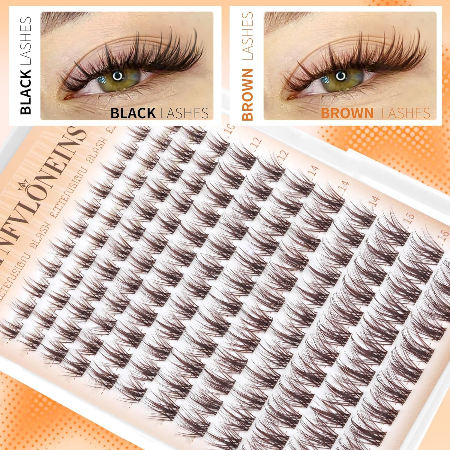 TNFVLONEINS Brown Lash Clusters Fairy Cluster Eyelash Extensions Natural Eyelash Clusters Wispy Individual Lashes Clusters Spiky Lash Extension Dark Brown Cluster Lashes DIY C-Curly Eyelash Extension - Glowelle