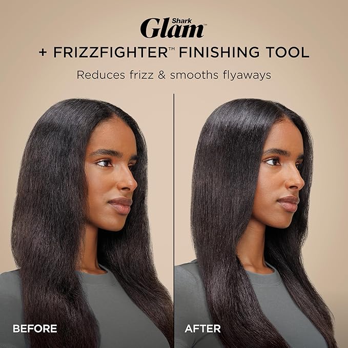 Shark Glam Ceramic & Powerful Air Styling & Drying System, with Silki Straightener & Shark Glossi Air Glosser, for Drying, Curling, Straightening & Glossing, Gold, HD6051S (Straight & Wavy Hair)