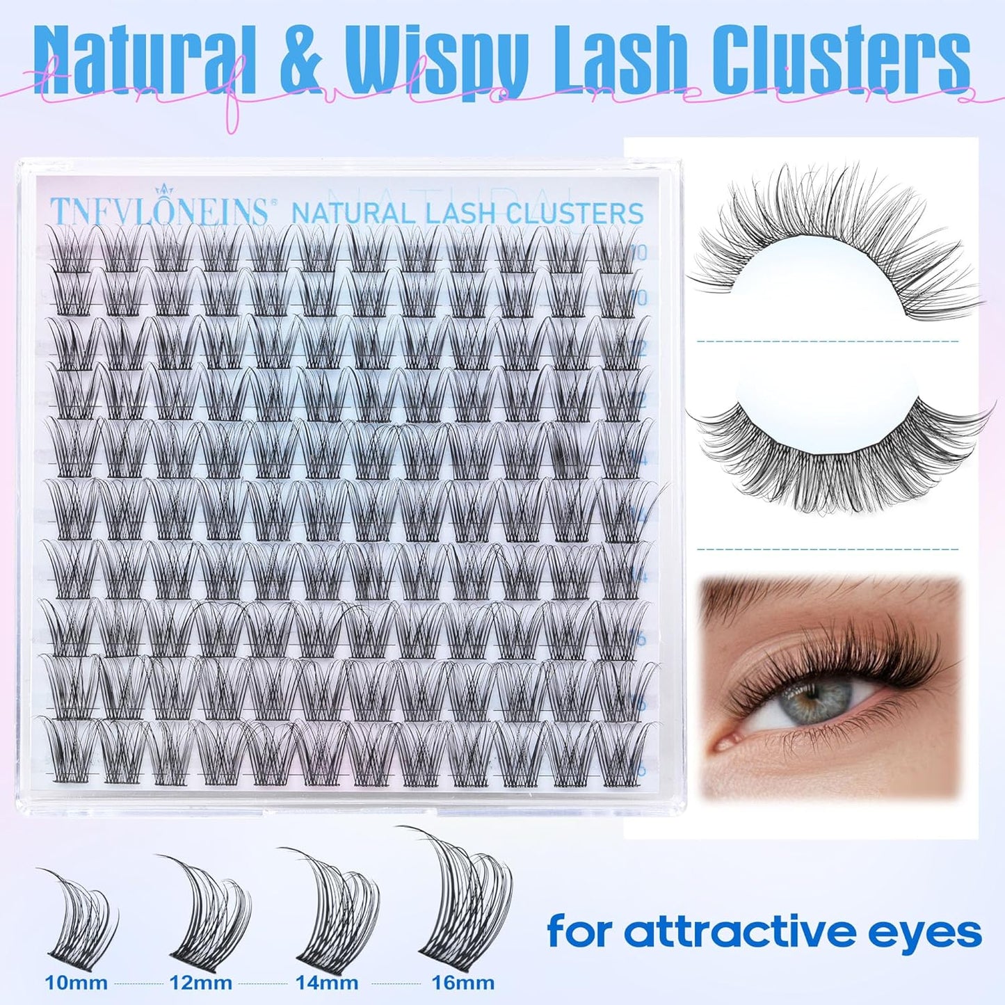 Wispy Lash Clusters Natural Eyelash Clusters 10-16MM Individual Lashes Clusters C Curl Cluster Eyelash Extensions DIY Lash Extension Soft False Eyelashes by TNFVLONEINS - Glowelle