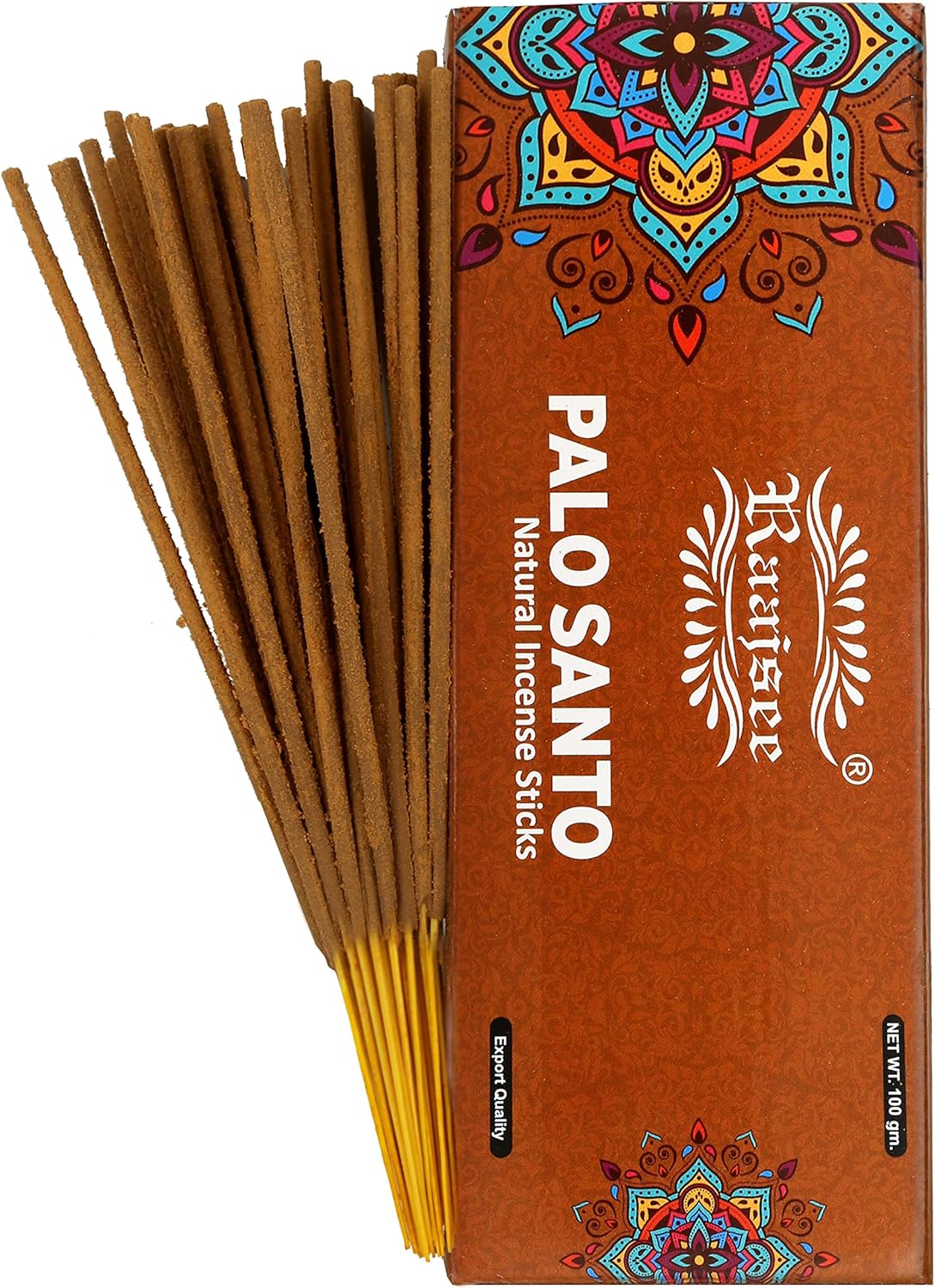 Raajsee Palo Santo Incense Sticks 100 gm Pack-100% Pure Organic Natural Hand Rolled Free from Chemicals-Perfect for Church,Aromatherapy,Relaxation,Meditation,Positivity & Sensual Therapy - Glowelle