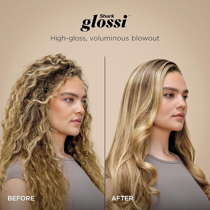 Shark Glam Ceramic & Powerful Air Styling & Drying System, with Silki Straightener & Shark Glossi Air Glosser, for Drying, Curling, Straightening & Glossing, Gold, HD6051S (Straight & Wavy Hair)