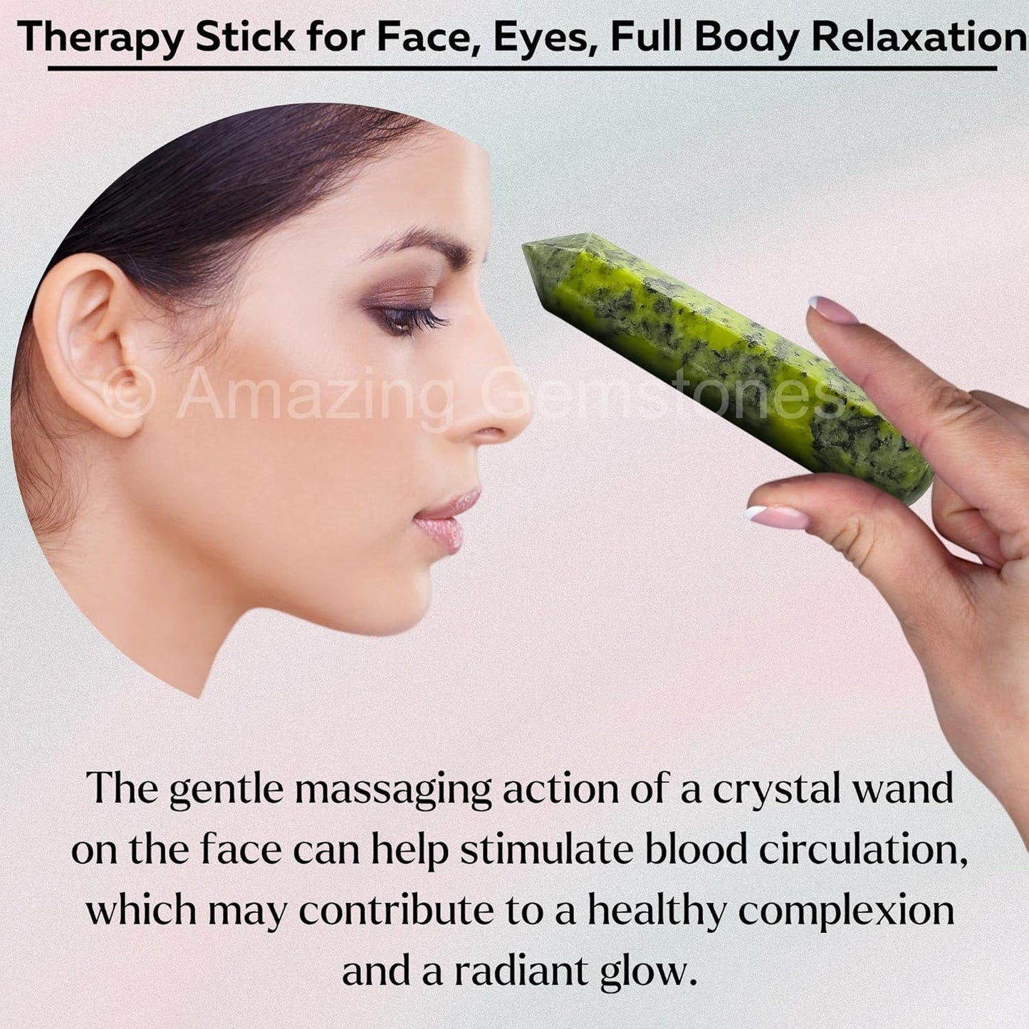 Amazing Gemstone Green Jade Crystal Wand Massage Stick - Pelvic Wand Gua Sha for Adults - Crystals and Healing Stones Massage Wands for Adults Gifts (Pointed)