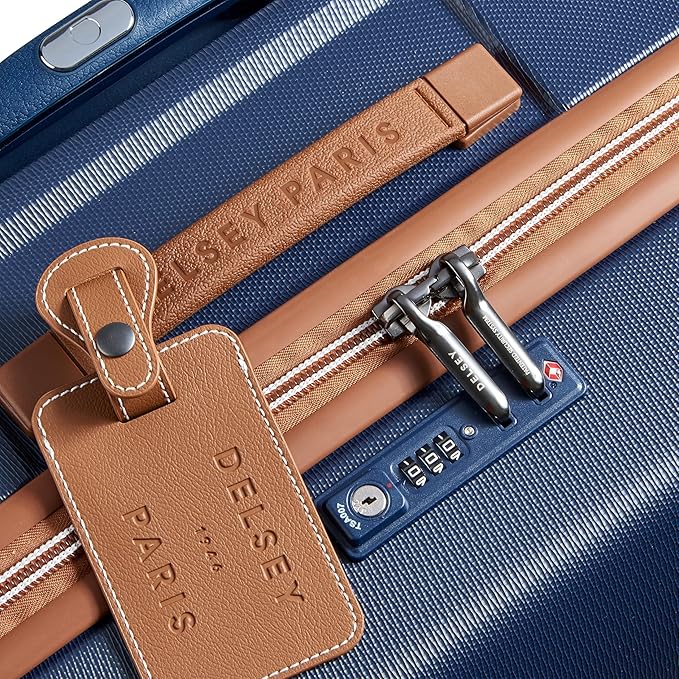 DELSEY PARIS Chatelet Air 2.0 Hardside Luggage with Spinner Wheels, Navy Blue, Checked-Large 28 Inch